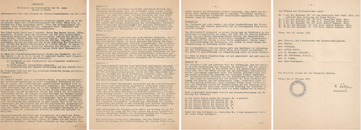 Niederschrift des Gutachterausschusses vom 30. Januar 1952